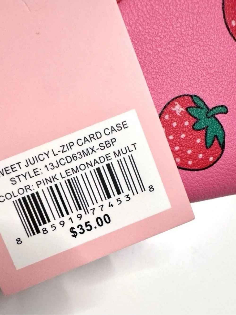 Juicy Couture Sweet Juicy L-Zip Card Case Wallet, Strawberry Pink Lemonade $38